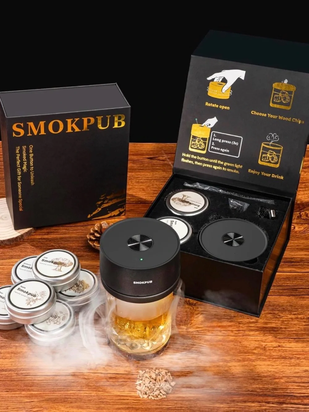 Smokpub Electric Cocktail & Whiskey Smoker Kit - Flameless Rechargeable